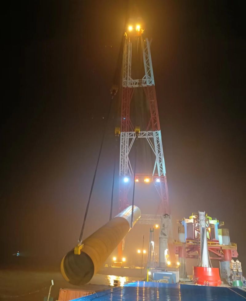 博強順利完成中交三航寧波分公司-中廣核象山涂茨海上風電項目首樁節(jié)點(圖2)